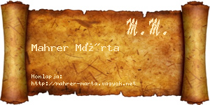 Mahrer Márta névjegykártya